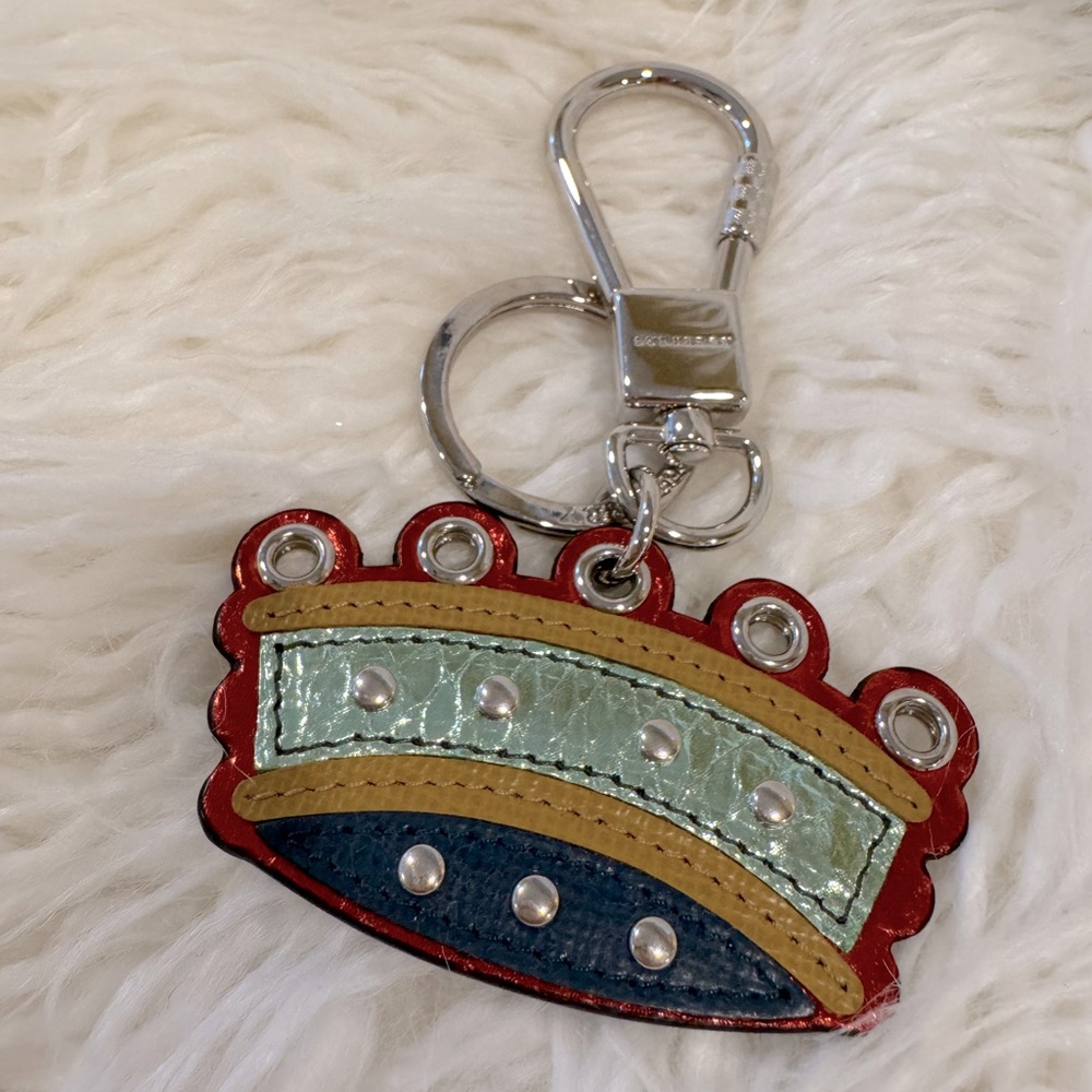 Burberry Crown Keychain with Silver Accents and Hardware